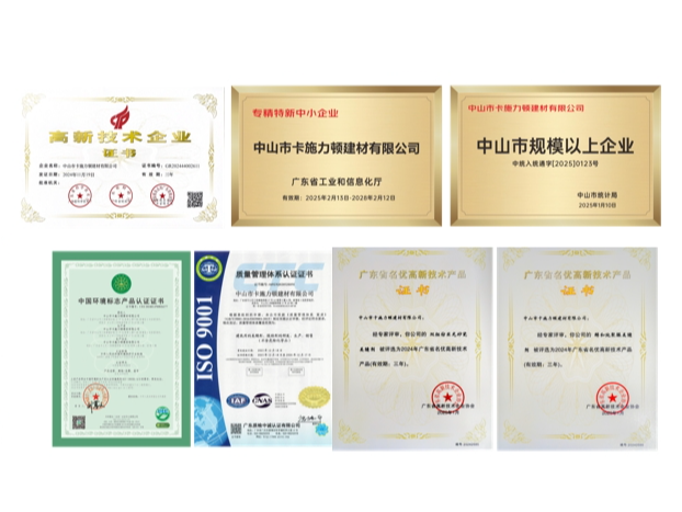 中山市卡施力頓有限公司（磚麗美縫）：榮譽(yù)見證卓越之路